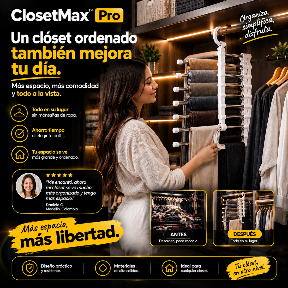 ClosetMax™ Pro - Perchero Organizador 5 en 1 Ahorra Espacio