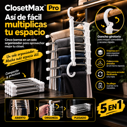 ClosetMax™ Pro - Perchero Organizador 5 en 1 Ahorra Espacio